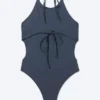 Tie Halter Neck Swimsuit – Dark Blue Tie Halter Neck Swimsuit – Dark Blue