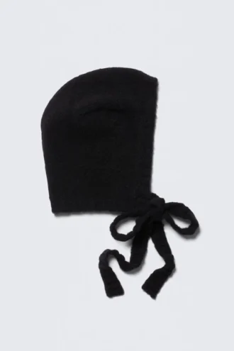 Tied Knit Bonnet – Black