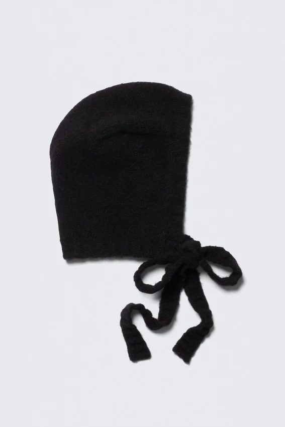Tied Knit Bonnet – Black Tied Knit Bonnet – Black