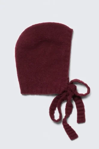 Tied Knit Bonnet – Burgundy Tied Knit Bonnet – Burgundy