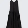 Tiered Cotton Poplin Maxi Dress – Black Tiered Cotton Poplin Maxi Dress – Black