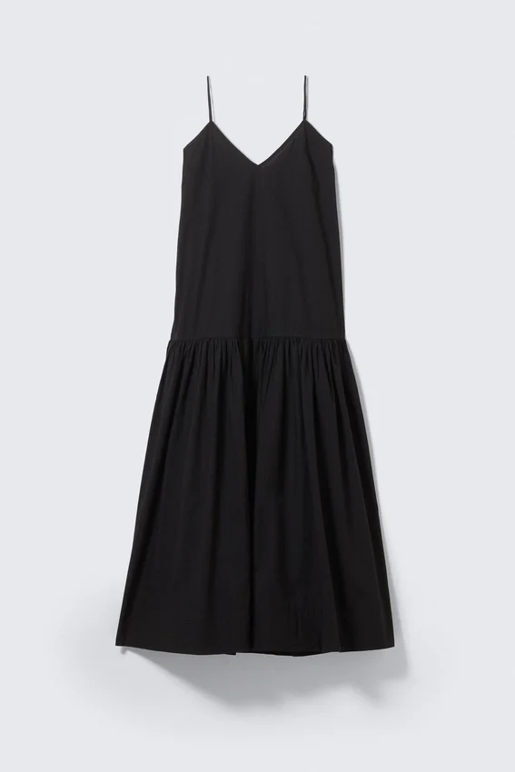 Tiered Cotton Poplin Maxi Dress – Black Tiered Cotton Poplin Maxi Dress – Black