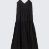 Tiered Cotton Poplin Maxi Dress – Black Tiered Cotton Poplin Maxi Dress – Black