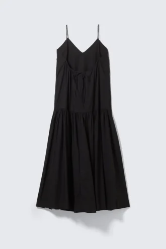 Tiered Cotton Poplin Maxi Dress – Black