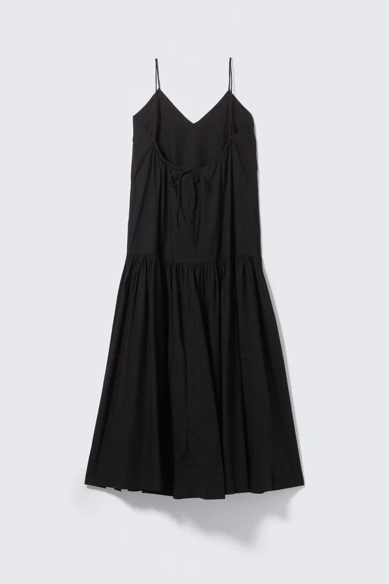 Tiered Cotton Poplin Maxi Dress – Black Tiered Cotton Poplin Maxi Dress – Black