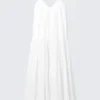 Tiered Cotton Poplin Maxi Dress – White Tiered Cotton Poplin Maxi Dress – White