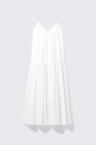 Tiered Cotton Poplin Maxi Dress – White