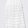 Tiered Frilled Maxi Skirt – White Tiered Frilled Maxi Skirt – White