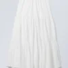 Tiered Maxi Poplin Skirt – White Tiered Maxi Poplin Skirt – White
