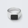 Tiger Eye Signet Ring – Silver – Black Stone