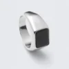 Tiger Eye Signet Ring – Silver – Black Stone