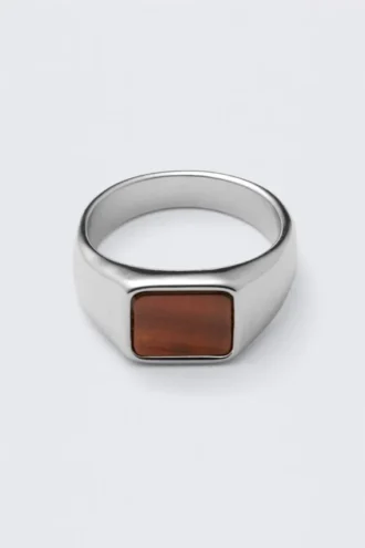 Tiger Eye Signet Ring – Silver – Brown Stone