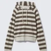 Tight Cotton Jersey Hoodie – Grey & Dark Mole Stripe Tight Cotton Jersey Hoodie – Grey & Dark Mole Stripe