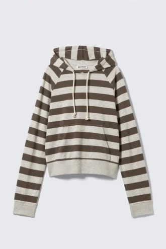 Tight Cotton Jersey Hoodie – Grey & Dark Mole Stripe