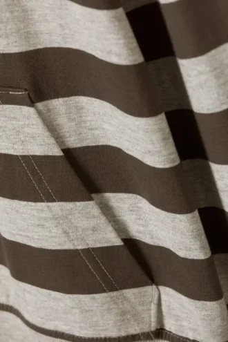 Tight Cotton Jersey Hoodie – Grey & Dark Mole Stripe