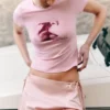 Tight Graphic Mini T-Shirt – Pink – Kiss Tight Graphic Mini T-Shirt – Pink – Kiss