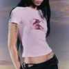 Tight Graphic Mini T-Shirt – Pink – Kiss Tight Graphic Mini T-Shirt – Pink – Kiss