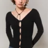 Tight Knitted V-Neck Cardigan – Black Tight Knitted V-Neck Cardigan – Black