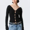 Tight Knitted V-Neck Cardigan – Black Tight Knitted V-Neck Cardigan – Black