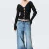 Tight Knitted V-Neck Cardigan – Black Tight Knitted V-Neck Cardigan – Black
