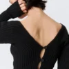 Tight Knitted V-Neck Cardigan – Black Tight Knitted V-Neck Cardigan – Black