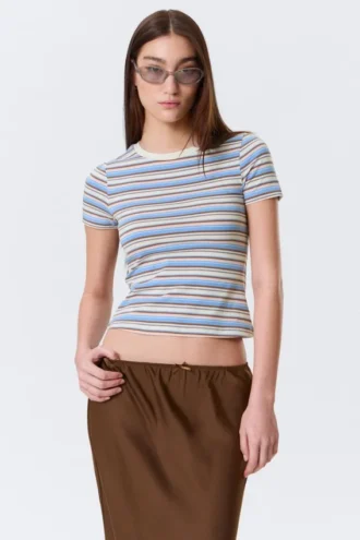 Tight Mini T-Shirt – Blue/Pink Multi Stripe