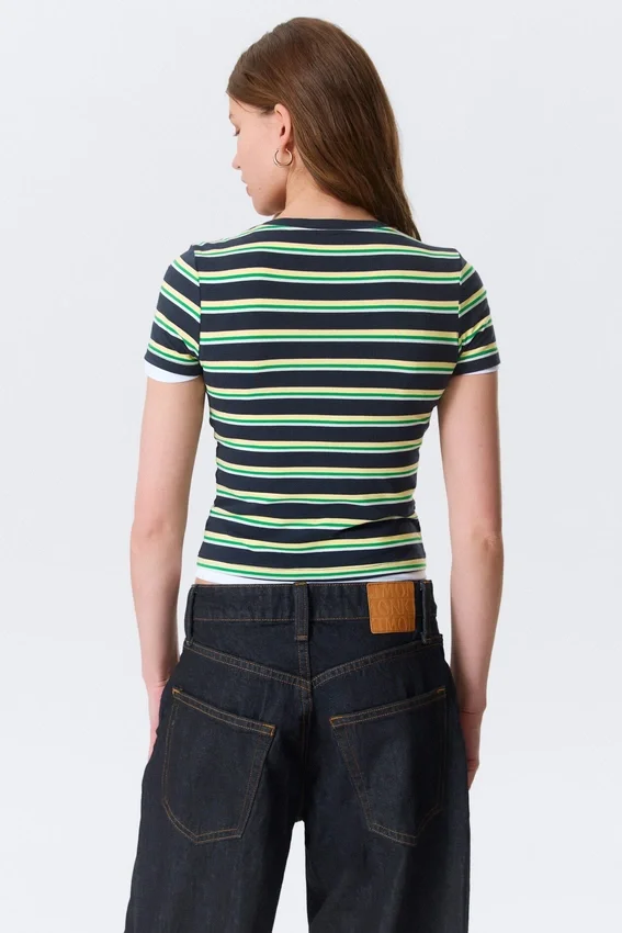 Tight Mini T-Shirt – Navy/Green Stripe Tight Mini T-Shirt – Navy/Green Stripe
