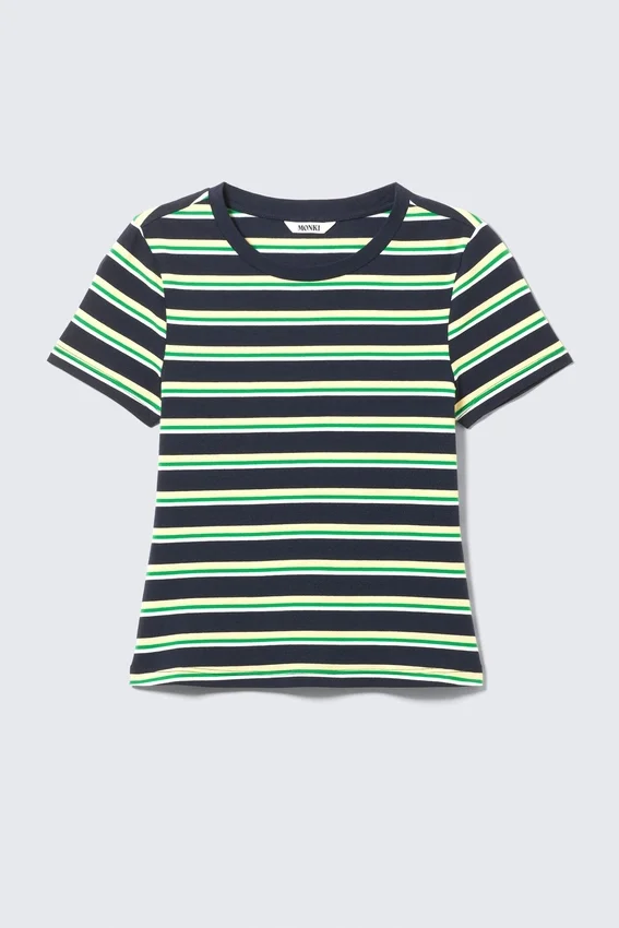 Tight Mini T-Shirt – Navy/Green Stripe Tight Mini T-Shirt – Navy/Green Stripe
