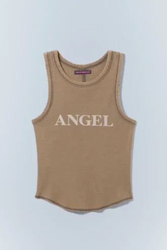 Tight Printed Mini Tank Top – Light Dusty Brown | Cheap Monday Gb