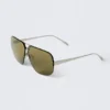 Tinted Oval Aviator Unisex Sunglasses – Silver – Green Lenses Tinted Oval Aviator Unisex Sunglasses – Silver – Green Lenses