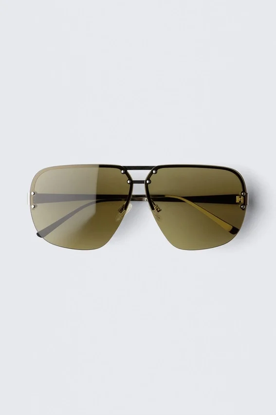 Tinted Oval Aviator Unisex Sunglasses – Silver – Green Lenses Tinted Oval Aviator Unisex Sunglasses – Silver – Green Lenses