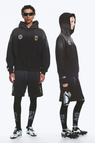 Toffs Loose Fit Football Hoodie – Dark Black