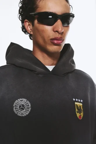 Toffs Loose Fit Football Hoodie – Dark Black