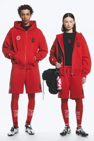 Toffs Loose Fit Zip Football Hoodie – Bright Red