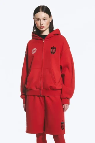 Toffs Loose Fit Zip Football Hoodie – Bright Red