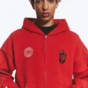 Toffs Loose Fit Zip Football Hoodie – Bright Red Toffs Loose Fit Zip Football Hoodie – Bright Red