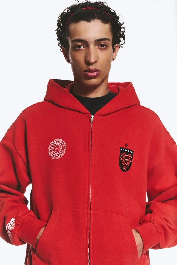 Toffs Loose Fit Zip Football Hoodie – Bright Red Toffs Loose Fit Zip Football Hoodie – Bright Red