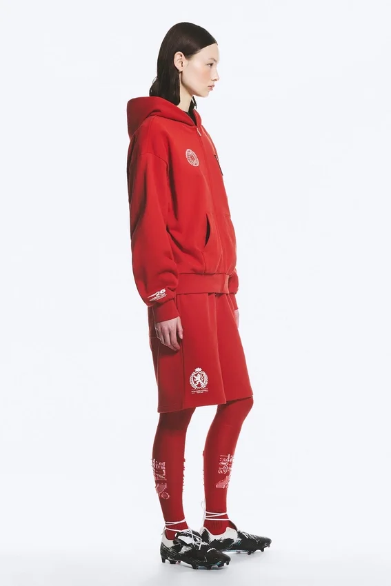 Toffs Loose Fit Zip Football Hoodie – Bright Red Toffs Loose Fit Zip Football Hoodie – Bright Red
