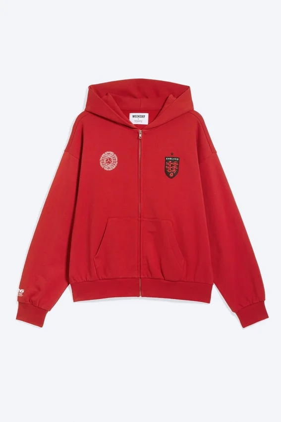 Toffs Loose Fit Zip Football Hoodie – Bright Red Toffs Loose Fit Zip Football Hoodie – Bright Red