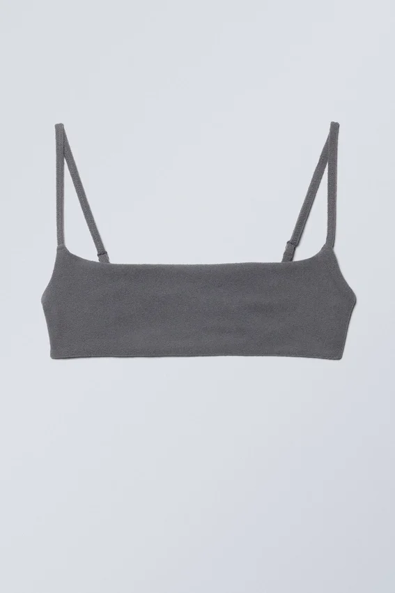 Towelling Scoop Neck Bikini Top – Dark Grey Towelling Scoop Neck Bikini Top – Dark Grey