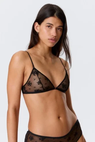 Triangle Lace Bra – Black