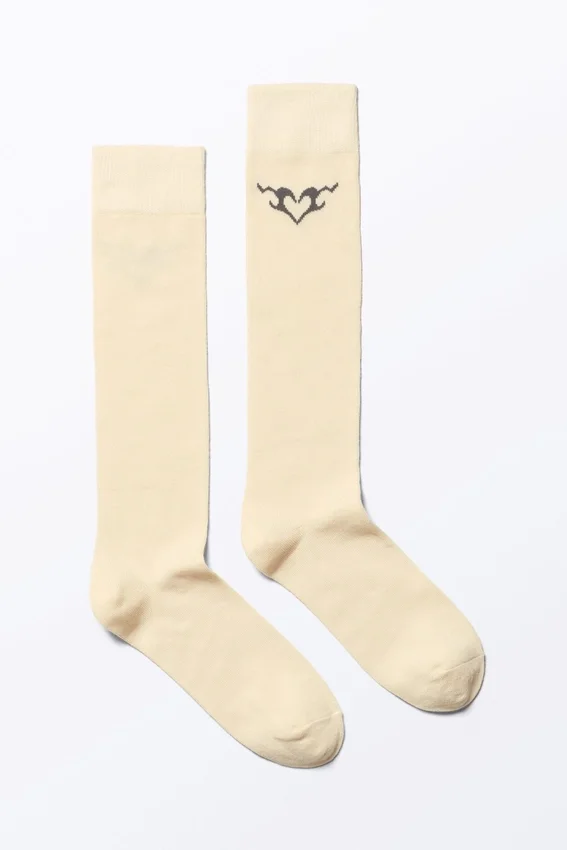 Tribal Heart Knee High Socks – Beige – Tribal Heart Tribal Heart Knee High Socks – Beige – Tribal Heart