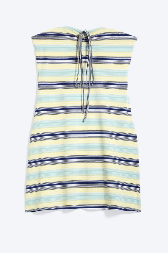Tube Mini Dress – Striped Blue/Green/Yellow Tube Mini Dress – Striped Blue/Green/Yellow