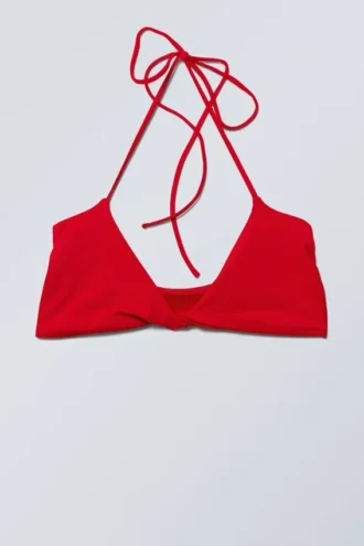 Turn Halter Bikini Top – Bright Red