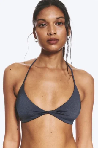 Turn Halter Bikini Top – Dark Blue