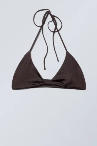 Turn Halter Bikini Top – Dark Brown