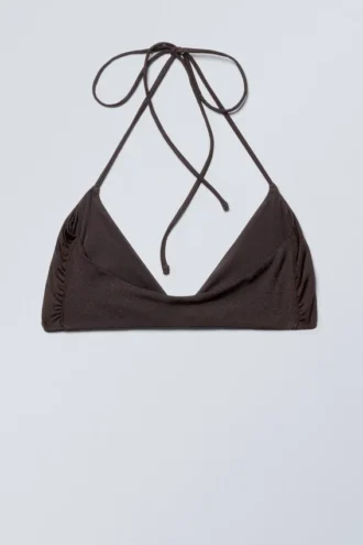 Turn Halter Bikini Top – Dark Brown