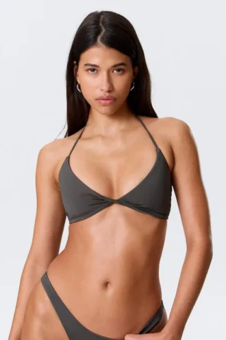 Turn Halter Bikini Top – Dark Grey