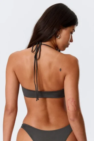 Turn Halter Bikini Top – Dark Grey