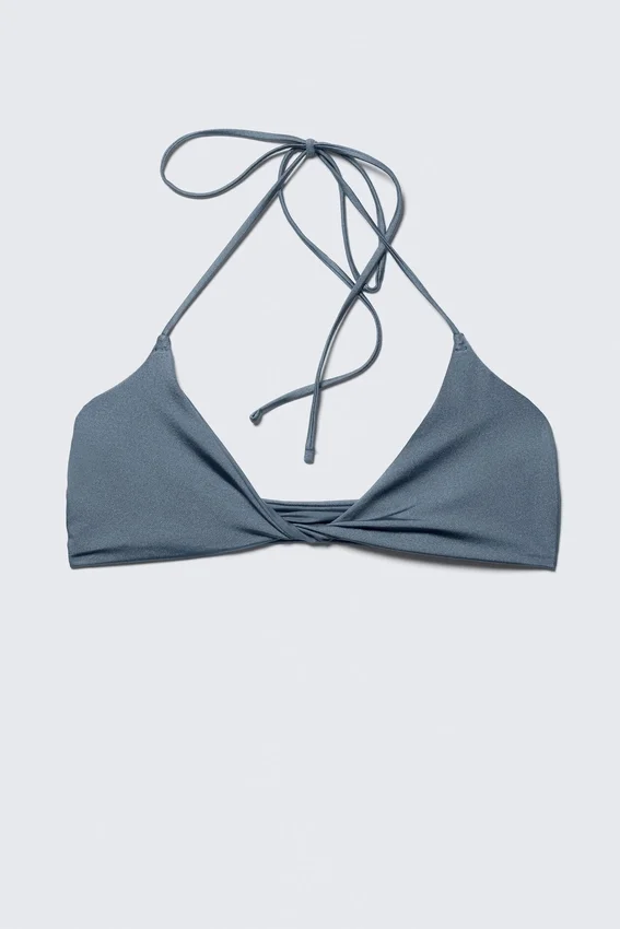Turn Halter Bikini Top – Dusty Blue – Shimmer Turn Halter Bikini Top – Dusty Blue – Shimmer